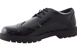 Hush Puppies Junior Girls | Senior Girls<Sally Brogue Black Girls Leather Patent School Shoes