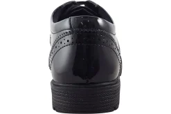 Hush Puppies Junior Girls | Senior Girls<Sally Brogue Black Girls Leather Patent School Shoes
