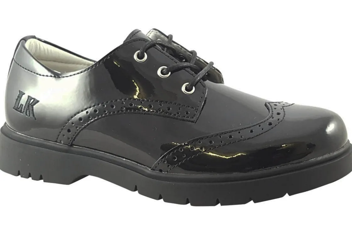 Lelli Kelly Laced | Girls Shoes<Florence Brogue LK8676 Black Girls Leather Patent School Shoes
