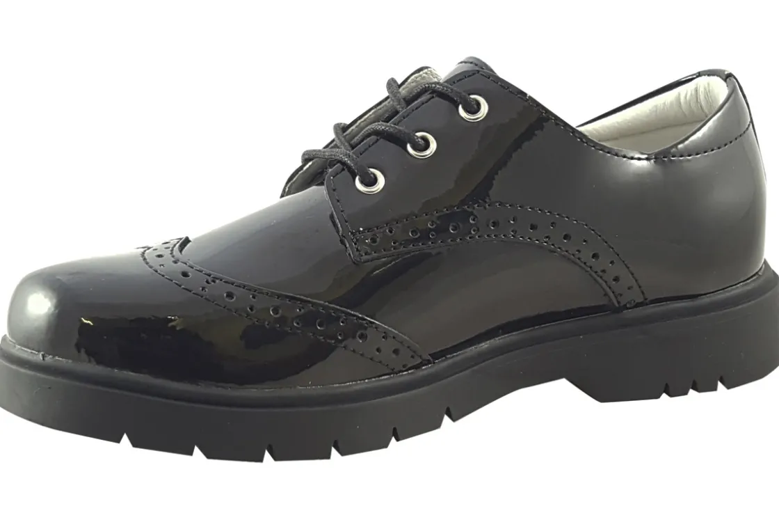 Lelli Kelly Laced | Girls Shoes<Florence Brogue LK8676 Black Girls Leather Patent School Shoes