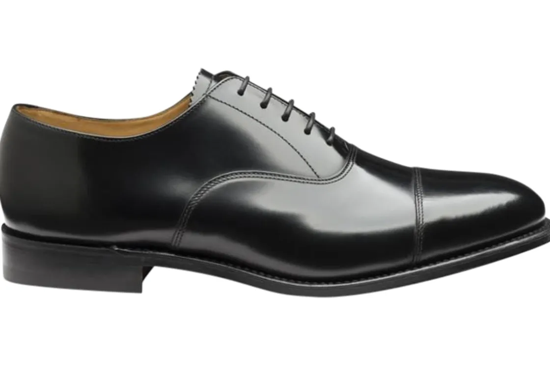 Loake Oxford Toe Cap | Mens Shoes<747 Black Mens Leather Shoes