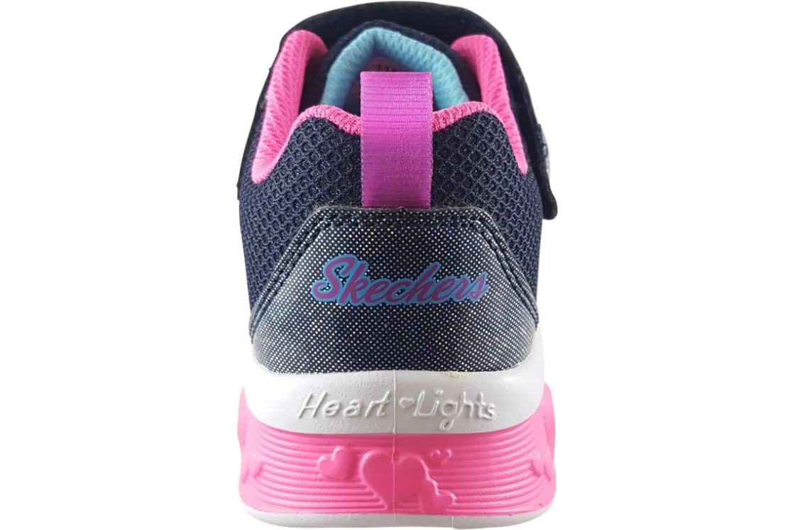 Skechers Velcro | Lights<FlutterHeart Lights 302317L Navy Girls Sports Trainers
