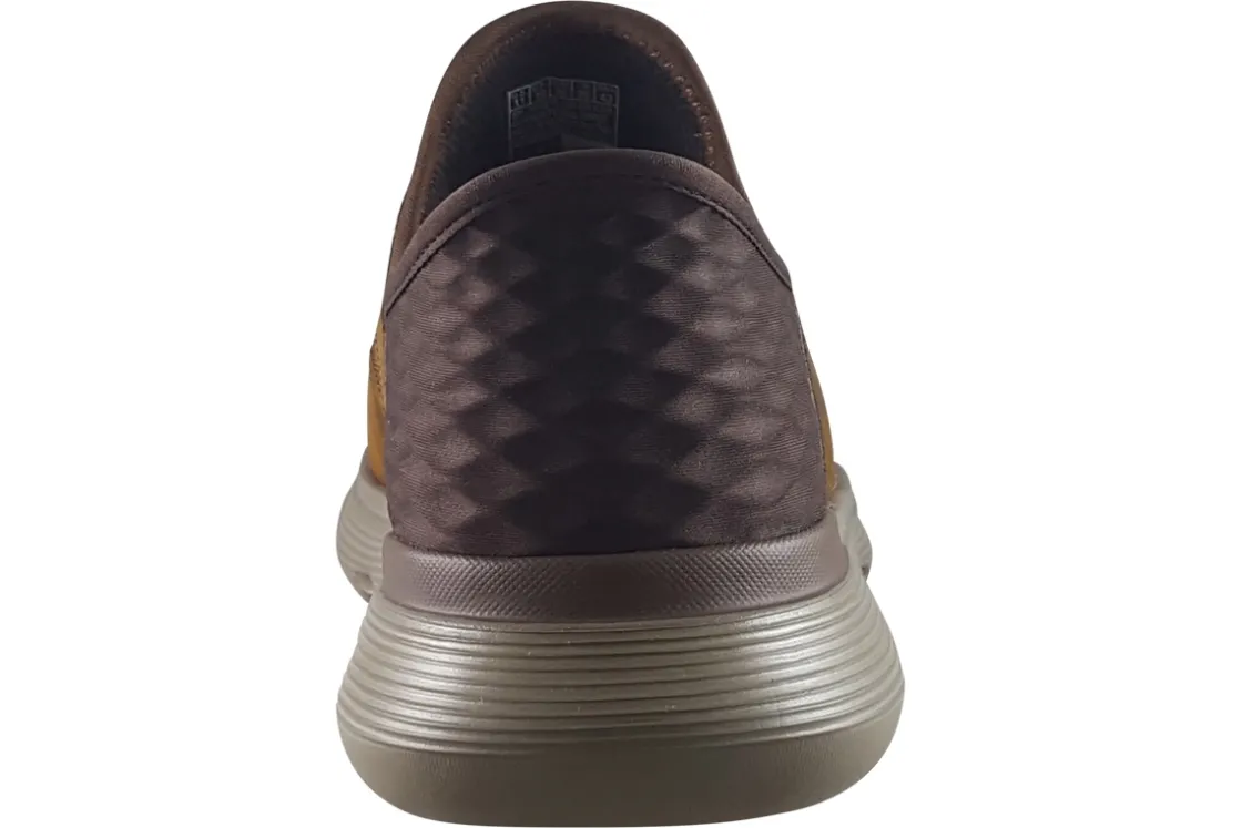 Skechers Plain Toe | Mens Shoes<Slip-Ins Garza 205046 Tan Mens Leather Fashion Trainers