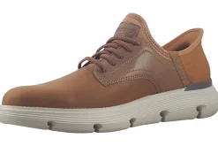 Skechers Plain Toe | Mens Shoes<Slip-Ins Garza 205046 Tan Mens Leather Fashion Trainers