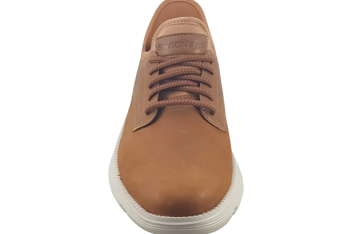 Skechers Plain Toe | Mens Shoes<Slip-Ins Garza 205046 Tan Mens Leather Fashion Trainers