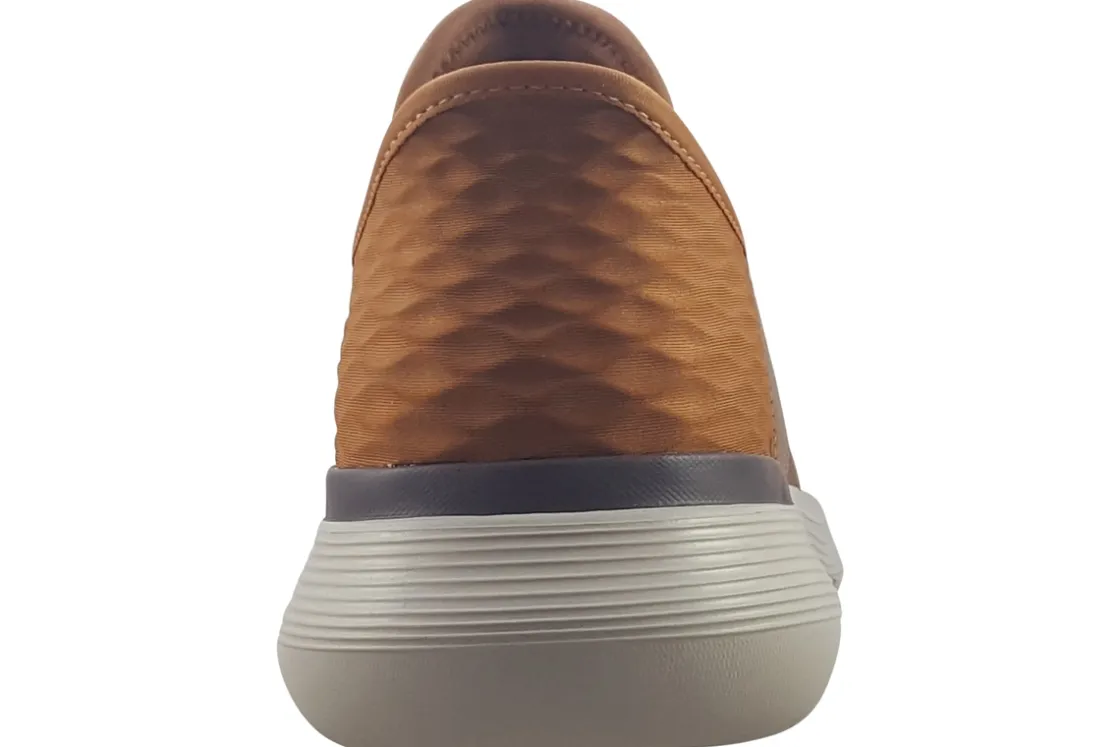 Skechers Plain Toe | Mens Shoes<Slip-Ins Garza 205046 Tan Mens Leather Fashion Trainers