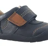 BOY Start-rite Velcro | Boys First Shoes<Footprint 0769 Navy Boys Leather First Shoes