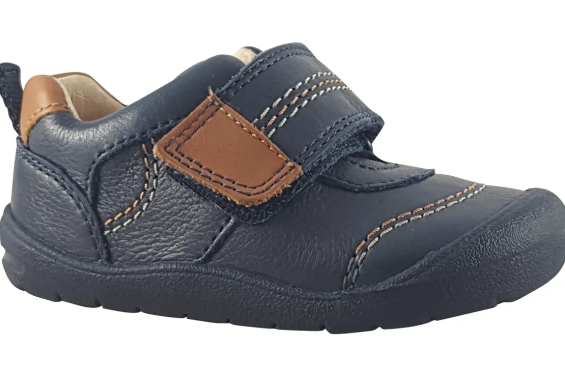 BOY Start-rite Velcro | Boys First Shoes<Footprint 0769 Navy Boys Leather First Shoes